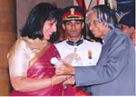 Kiran receiving the highest civilian honour from the President APJ Kalam